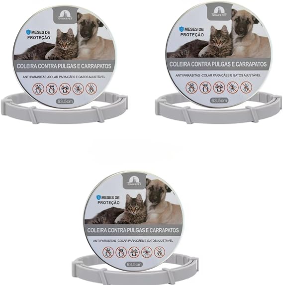 Kit com 3 Coleiras Antipulgas para Cães e Gatos 1