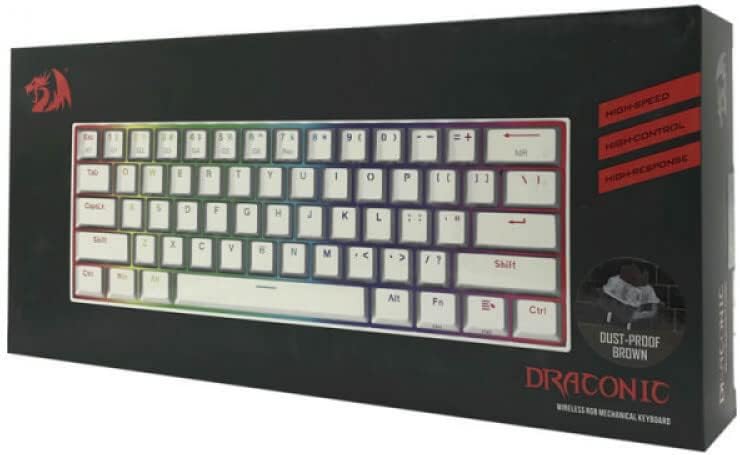 Teclado Mecânico 60% Bluetooth Redragon Draconic Lunar White 3