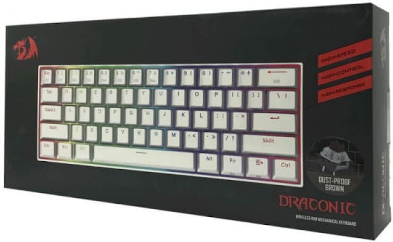 Teclado Mecânico 60% Bluetooth Redragon Draconic Lunar White 3