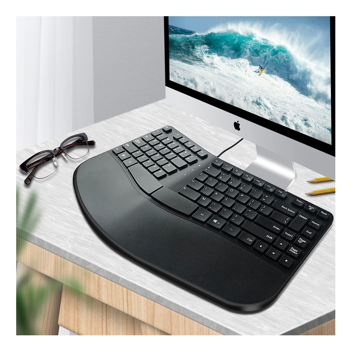 MCSaite Teclado Ergonômico Compacto USB com Fio 4
