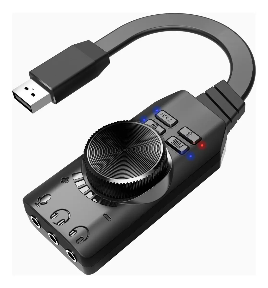 Placa de Som Externa Virtual 7.1 Surround Sound USB 2.0 1