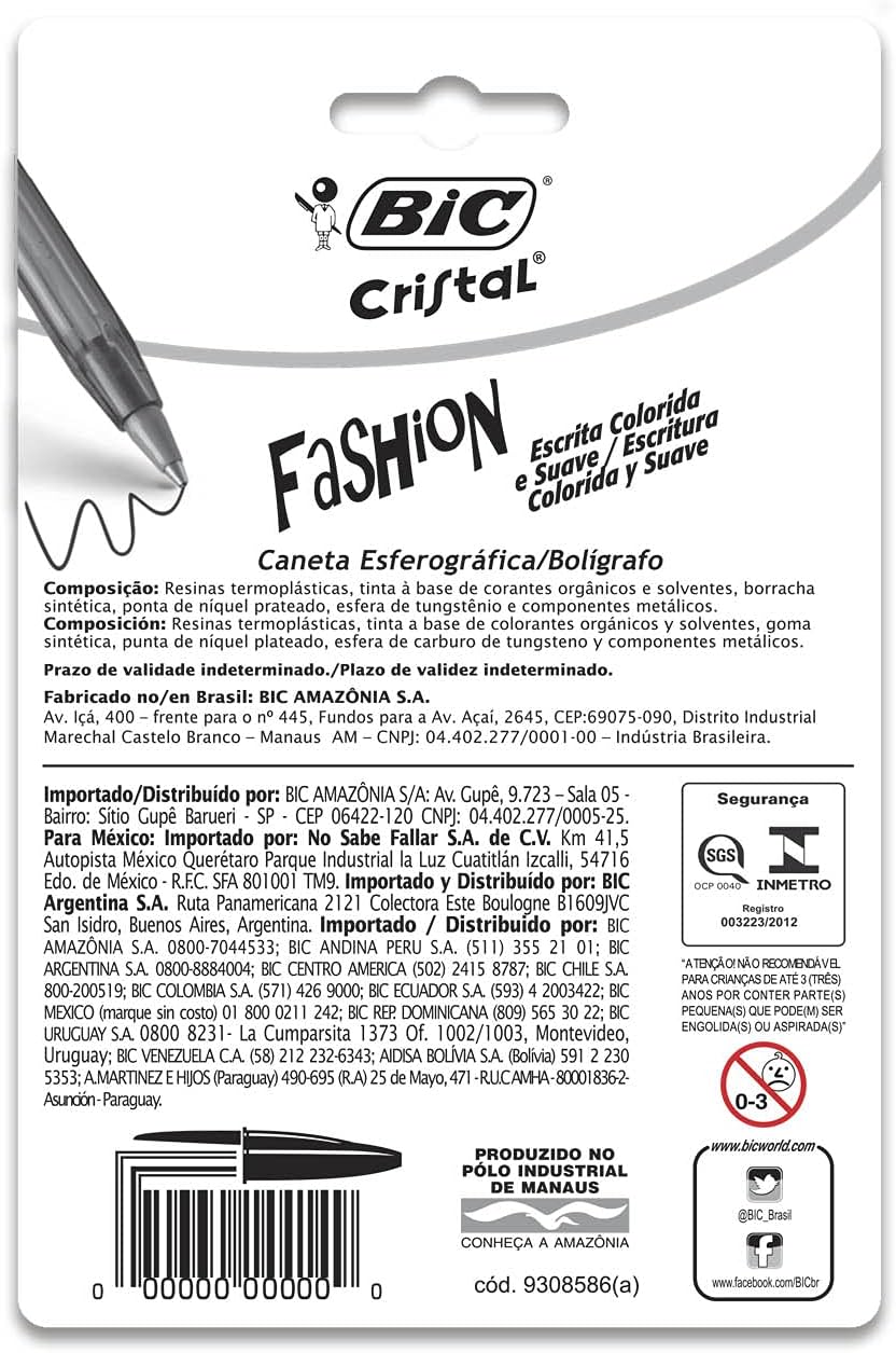 Canetas Coloridas Bic Cristal Fashion 10 Cores 2