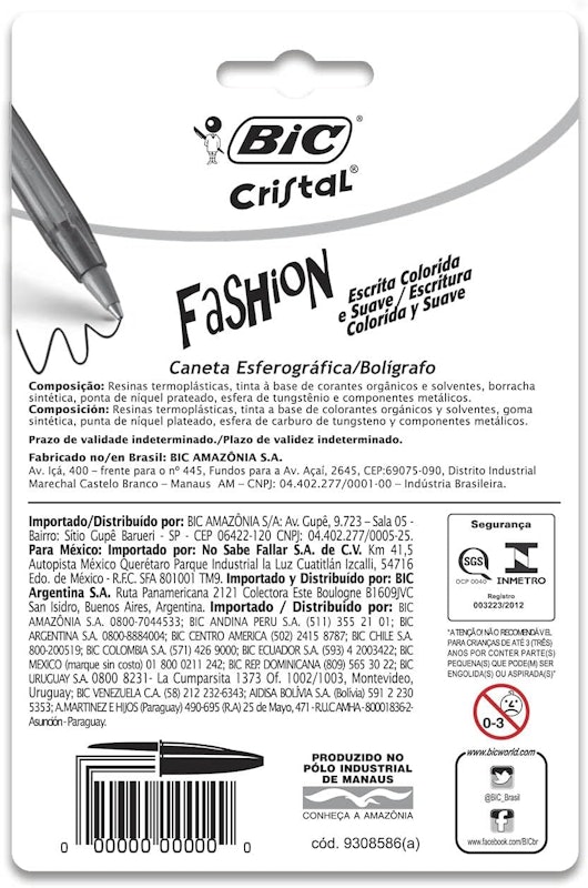 Canetas Coloridas Bic Cristal Fashion 10 Cores 2