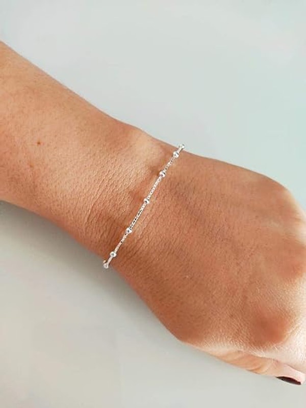 Pulseira Feminina Veneziana com Bolinha 18 cm de Prata Maciça 925 2