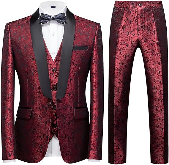Conjunto de Terno Masculino Slim Fit de Smoking de 3 Peças Kudoro 1