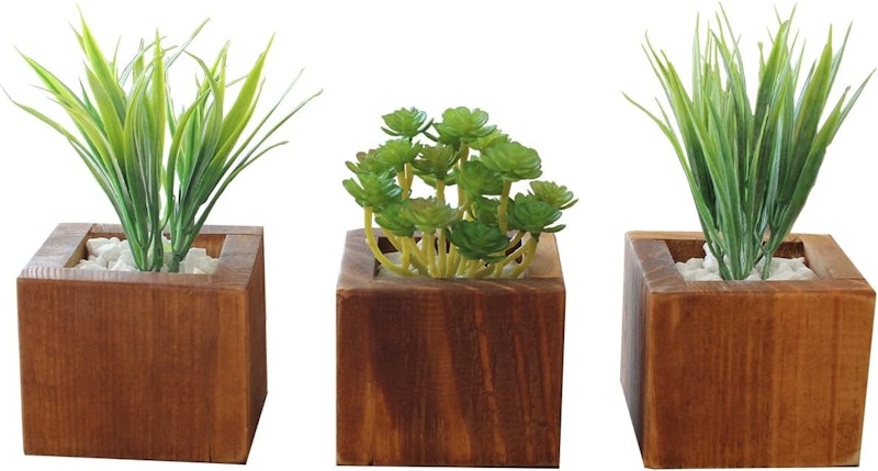 Kit 3 Vasinhos Planta Artificial Decoração Gabinete Banheiro 1