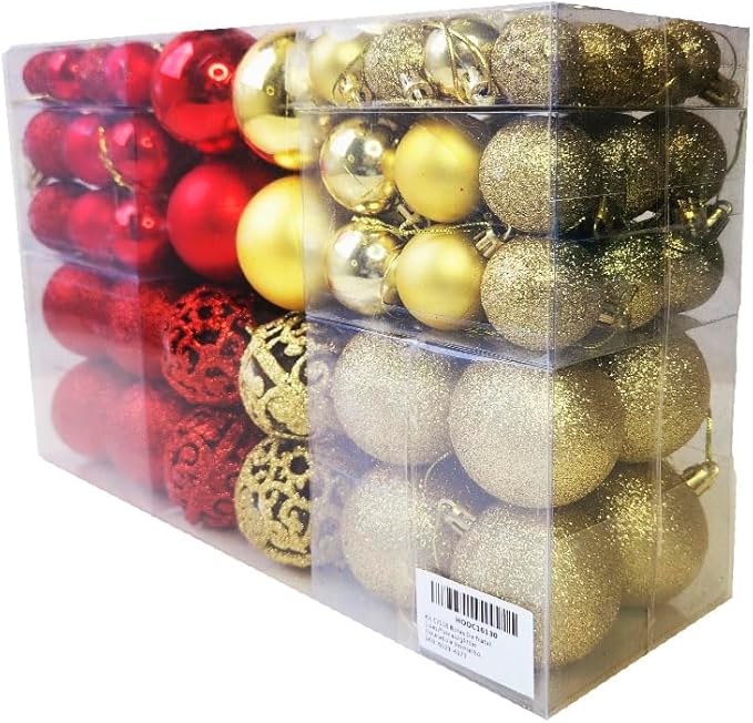 Kit 100 Bolas de Natal Lisas, Foscas e Glitter + Ponteira 4