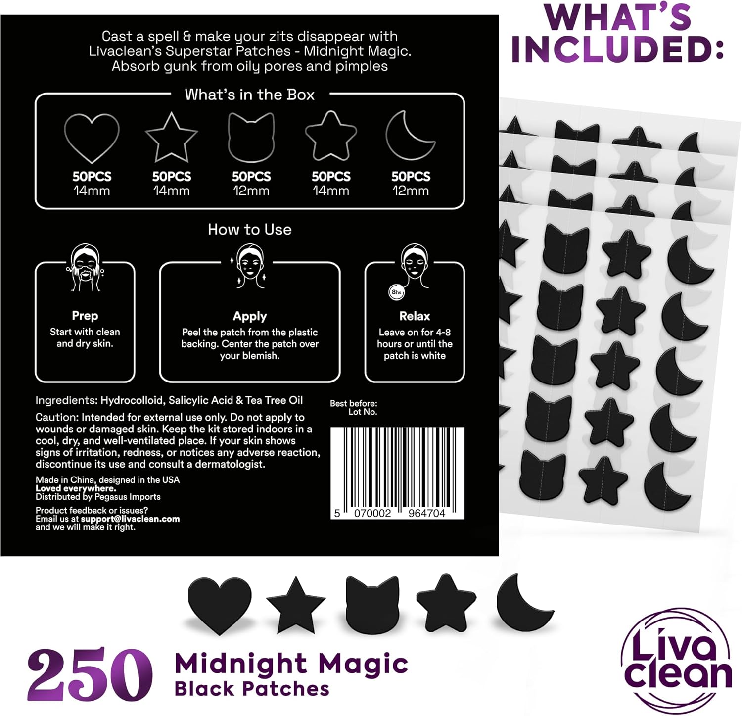 Adesivos Hidrocoloides para Espinhas Midnight Magic Black Star 2