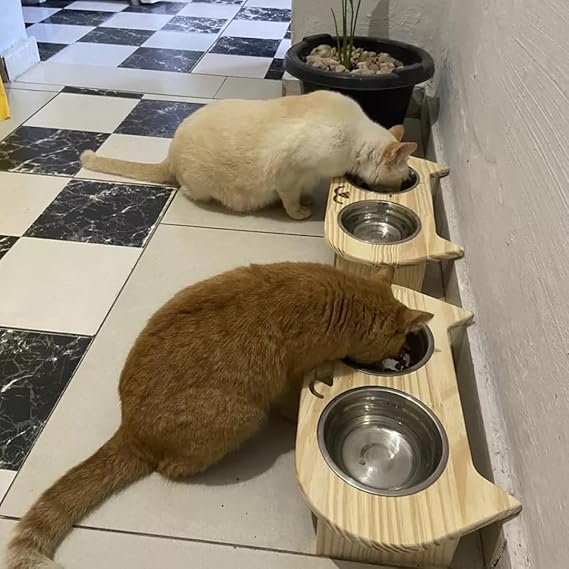 Comedouro Pet Elevado para Gatos 2 Tigelas Aço Inox Tamanho Pequeno 2