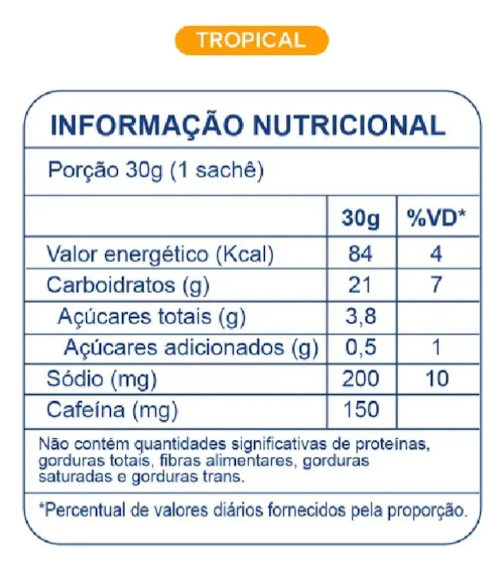 Carbs Gel Sabor Tropical com Cafeína (10 un x 30 g) 3