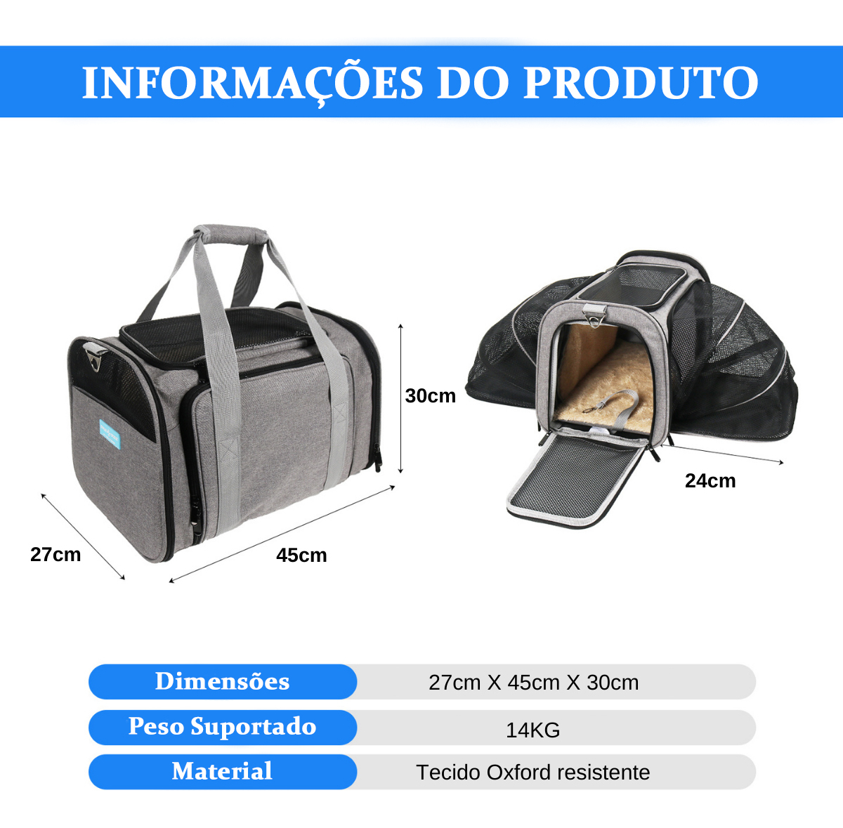 Bolsa Pet Expansível para Transporte em Avião 2