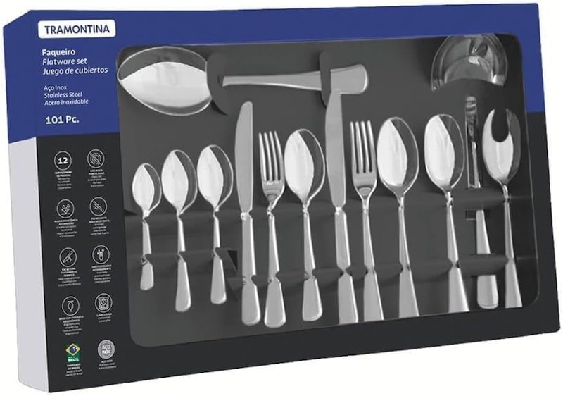 Faqueiro Tramontina Zurique em Aço Inox com Facas de Mesa 101 Peças 1
