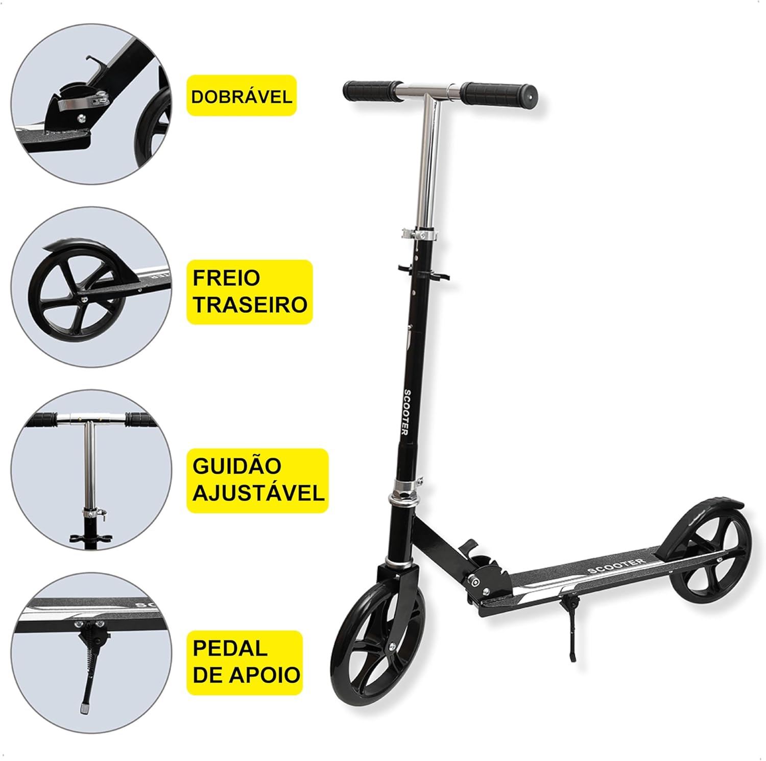 Patinete Dobrável Ajustável em Metal Spark BR 4