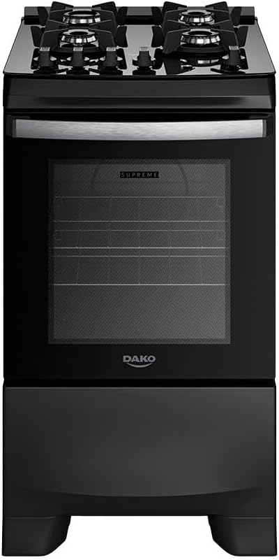 Fogão 4 Bocas Preto com Mesa de Vidro Dako Supreme Glass 1
