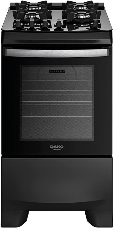 Fogão 4 Bocas Preto com Mesa de Vidro Dako Supreme Glass 1