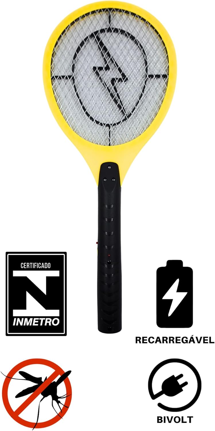 Raquete Elétrica Mata Mosquito e Insetos Recarregável Bivolt Full Toys 4