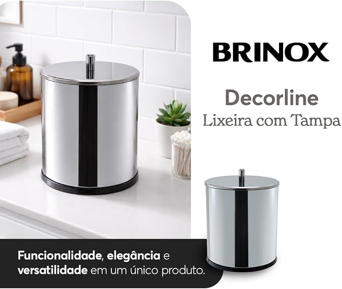 Lixeira com Tampa Brinox Decorline 5,4 L 3