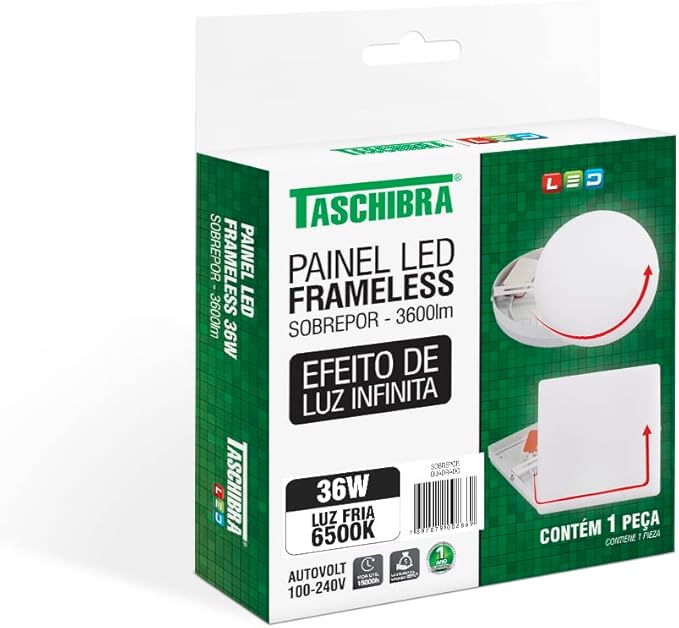 Painel LED Frameless Sobrepor 36 W Quadrado 1