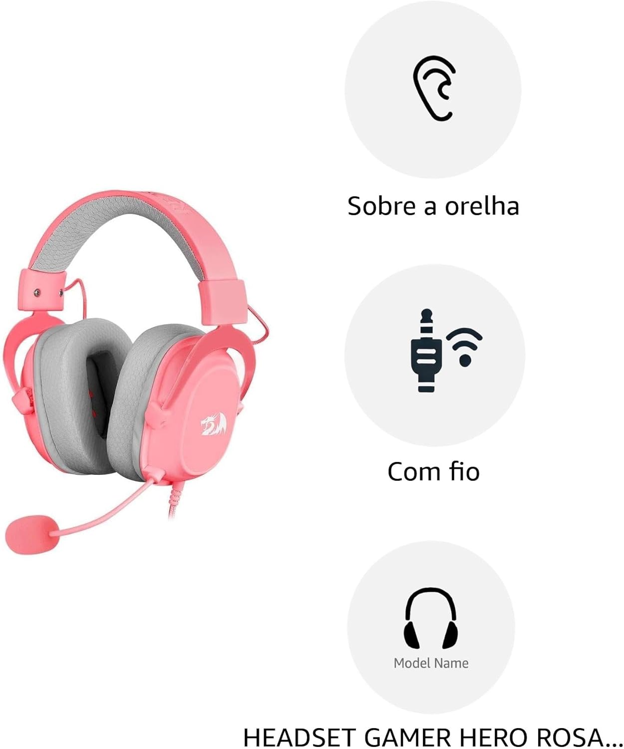 Headset Gamer Hero Rosa 2