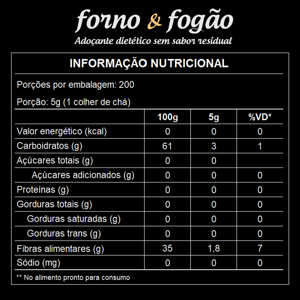 Adoçante Culinário Stevia Forno & Fogão 4