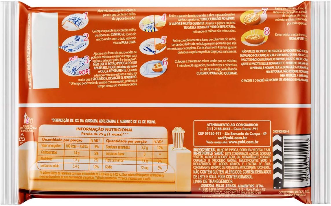 Pipoca Micro-Ondas Cobertura Caramelo Yoki 2