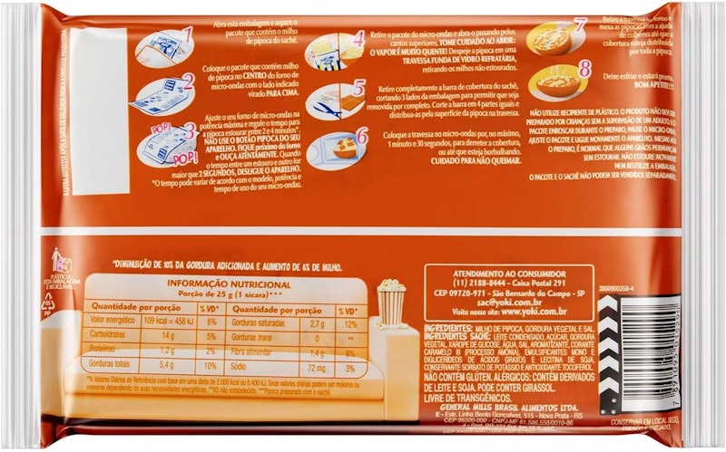 Pipoca Micro-Ondas Cobertura Caramelo Yoki 2