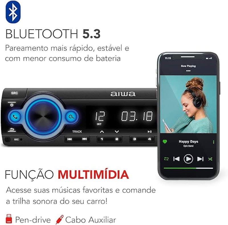 Som Automotivo Car Áudio 4X25 W BT Mic 3
