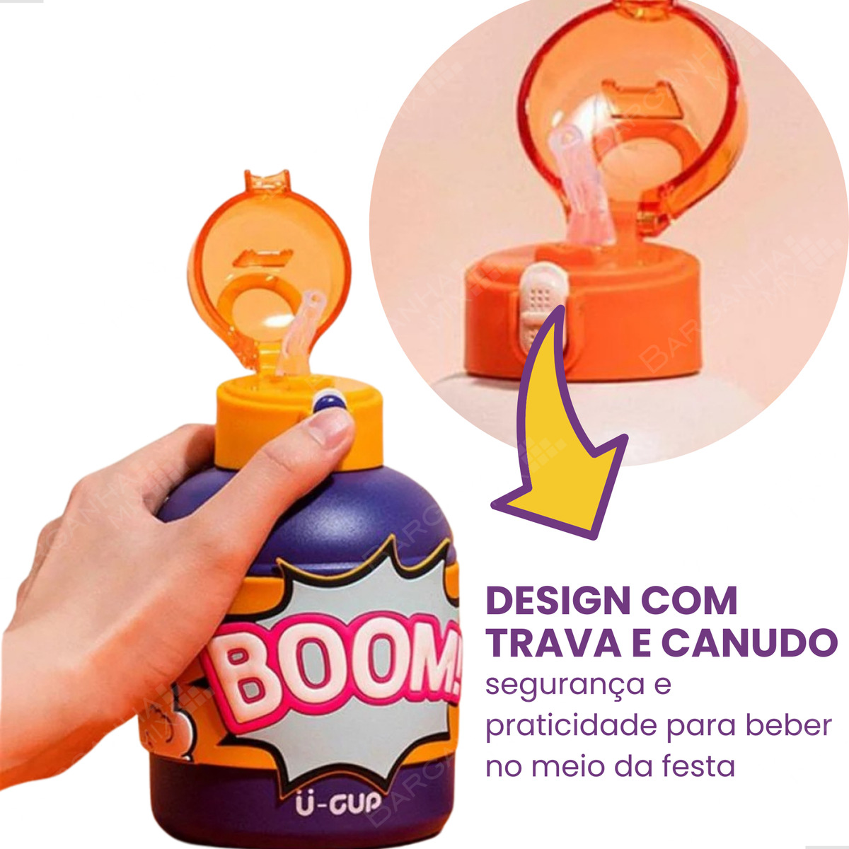 Garrafa Térmica Infantil 520 ml com Canudo Silicone 5