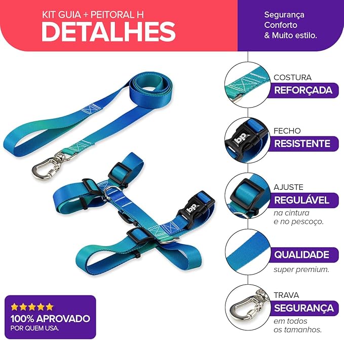 Kit para Cachorros Guia Basic + Peitoral H Lake 2