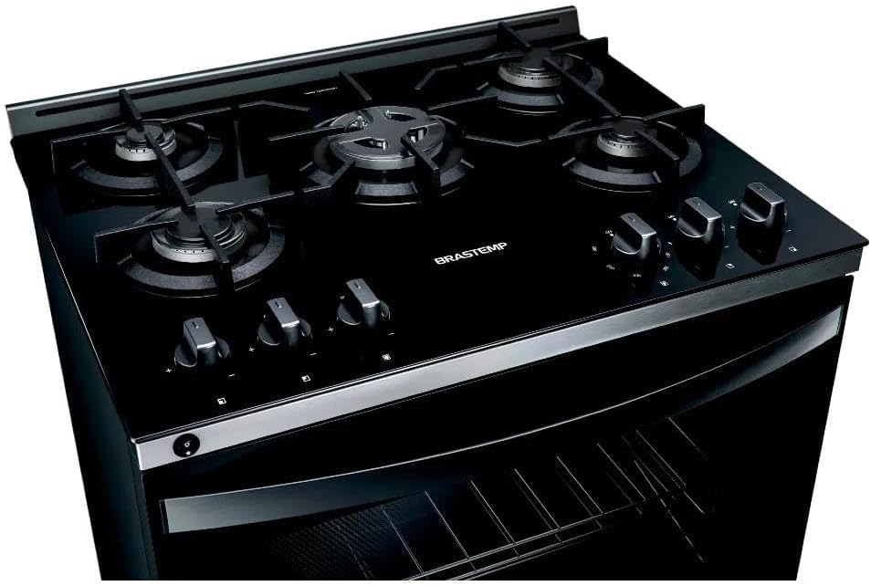 Fogão Brastemp 5 Bocas Preto com Mesa de Vidro 5