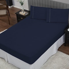 Jogo de Cama Queen Percal 400 Fios Ponto Palito 3 Peças