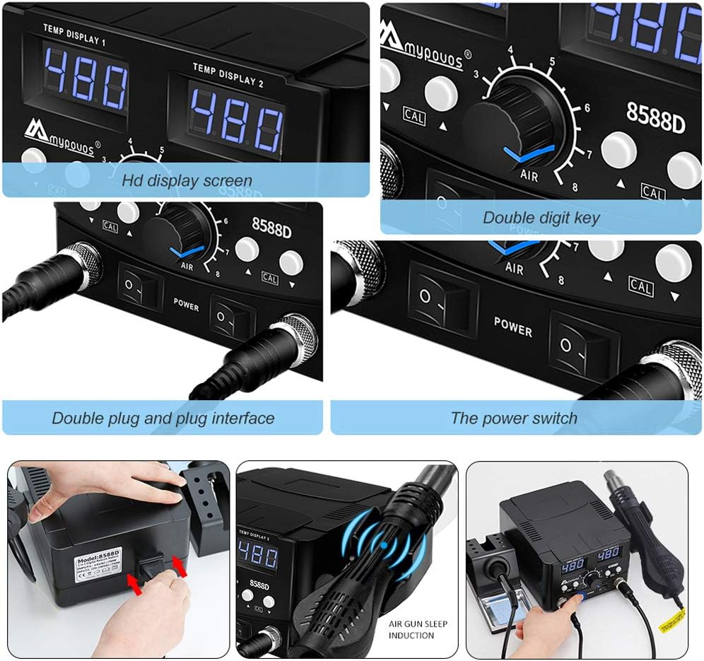 Estação de Solda Digital LED 2 em 1 750 W MYPOUOS 5
