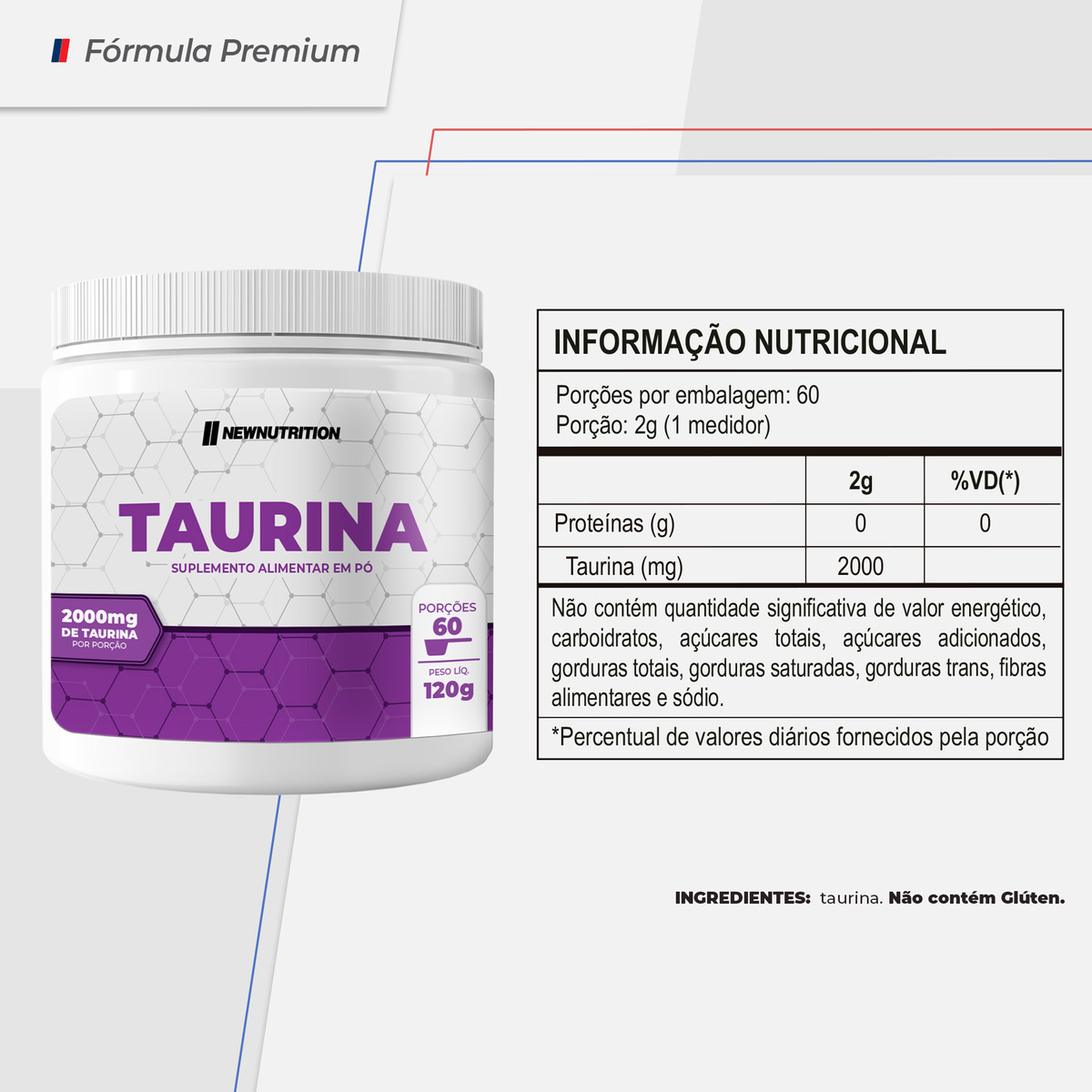 Taurina em Pó 120 g 2