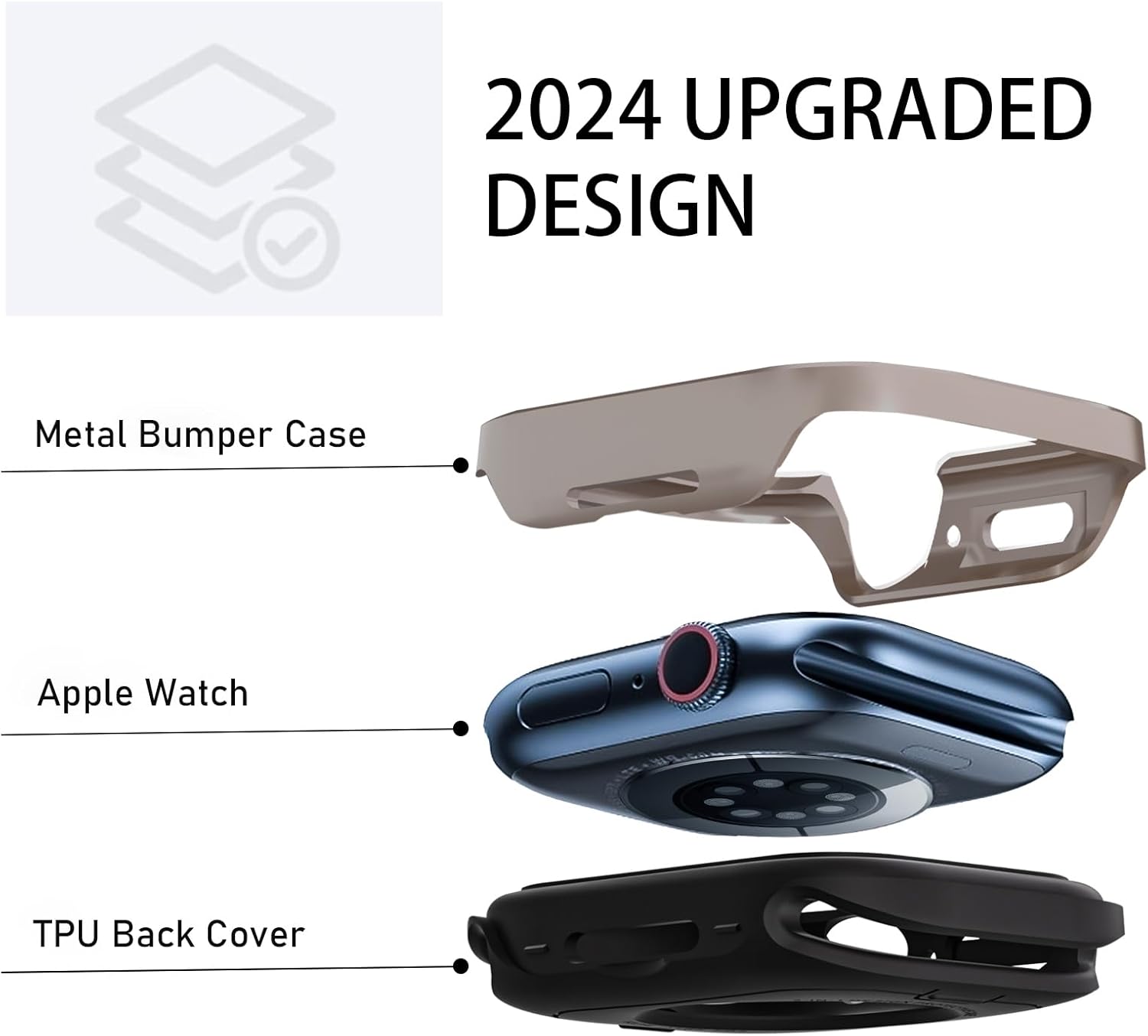 Capa Protetora de Metal para Apple Watch Series 9 8 7 3