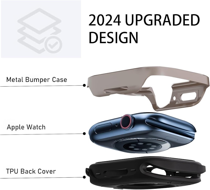 Capa Protetora de Metal para Apple Watch Series 9 8 7 3