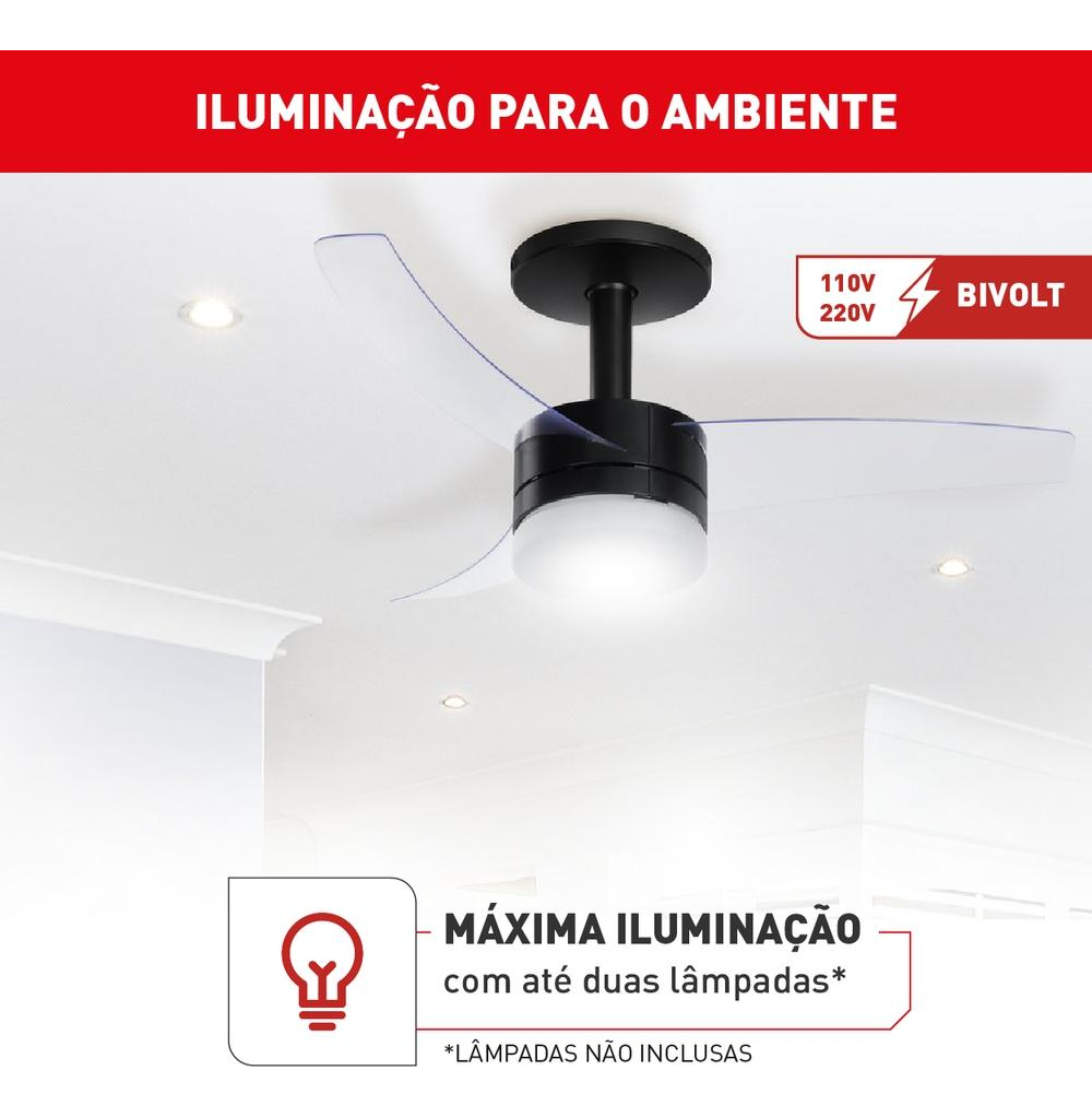 Ventilador de Teto Ultimate com 3 Pás e Controle Remoto VX14 5