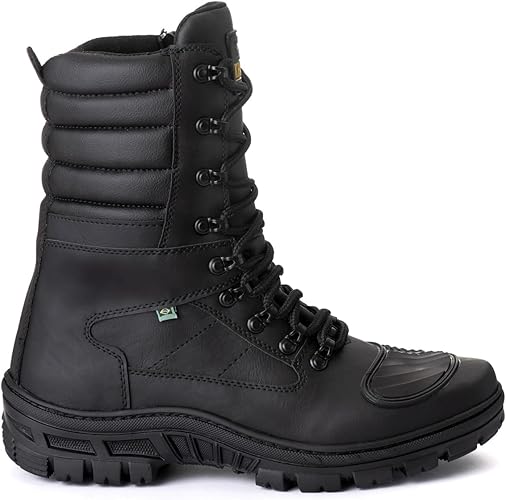 Bota Coturno Militar com Zíper e Proteção Antiderrapante em Couro 3