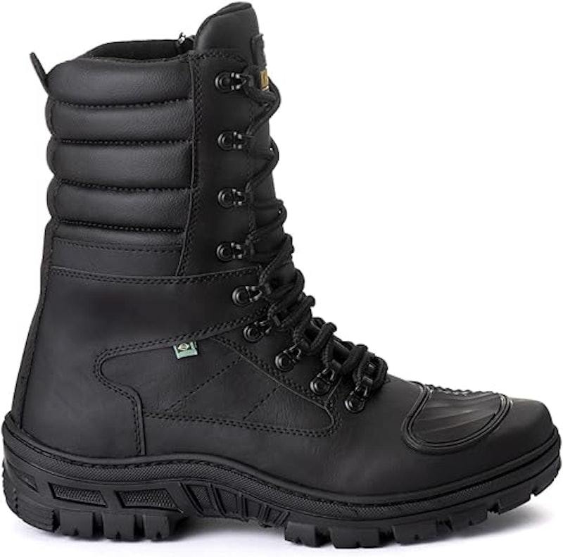 Bota Coturno Militar com Zíper e Proteção Antiderrapante em Couro 3
