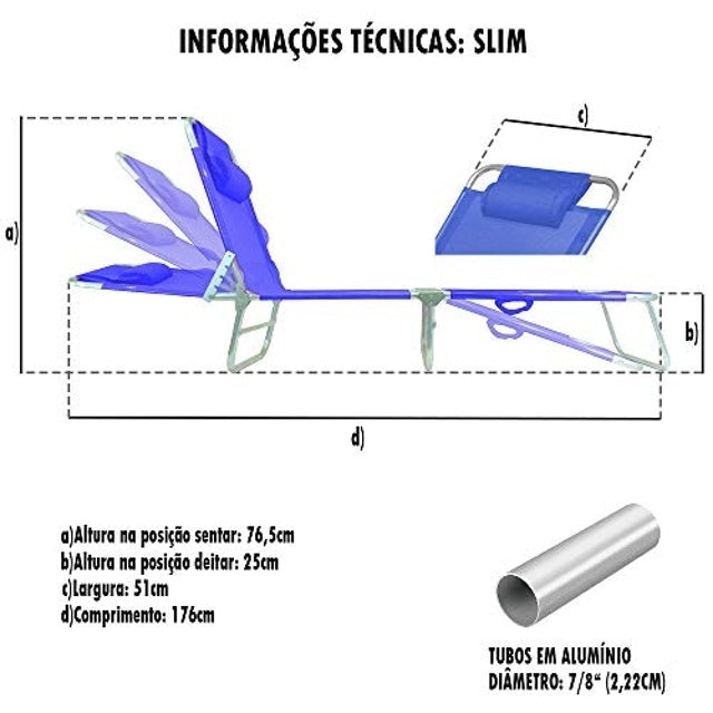 Espreguiçadeira de Alumínio Slim 8
