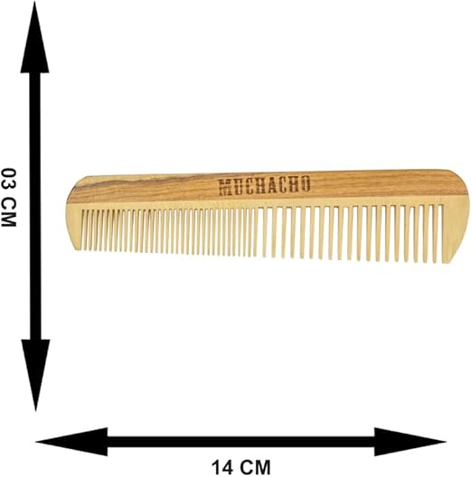 Pente de Madeira para Barba Muchaco Duplo Dentes Estreitos e Largos 4