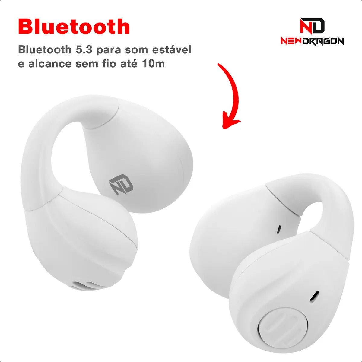 Fone de Ouvido Bluetooth sem Fio 5.3 OpenEar Condução Óssea ND Newdragon 2