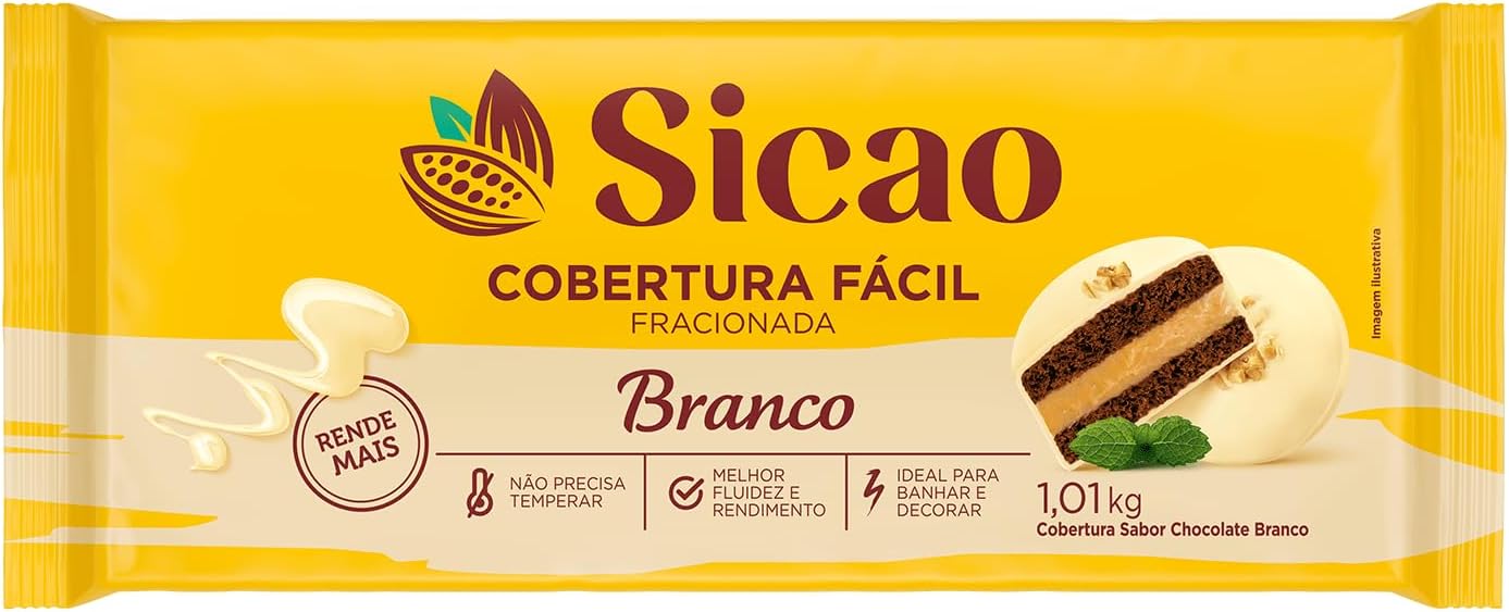 Cobertura Fracionada Sabor Chocolate Branco Sicao Fácil  1
