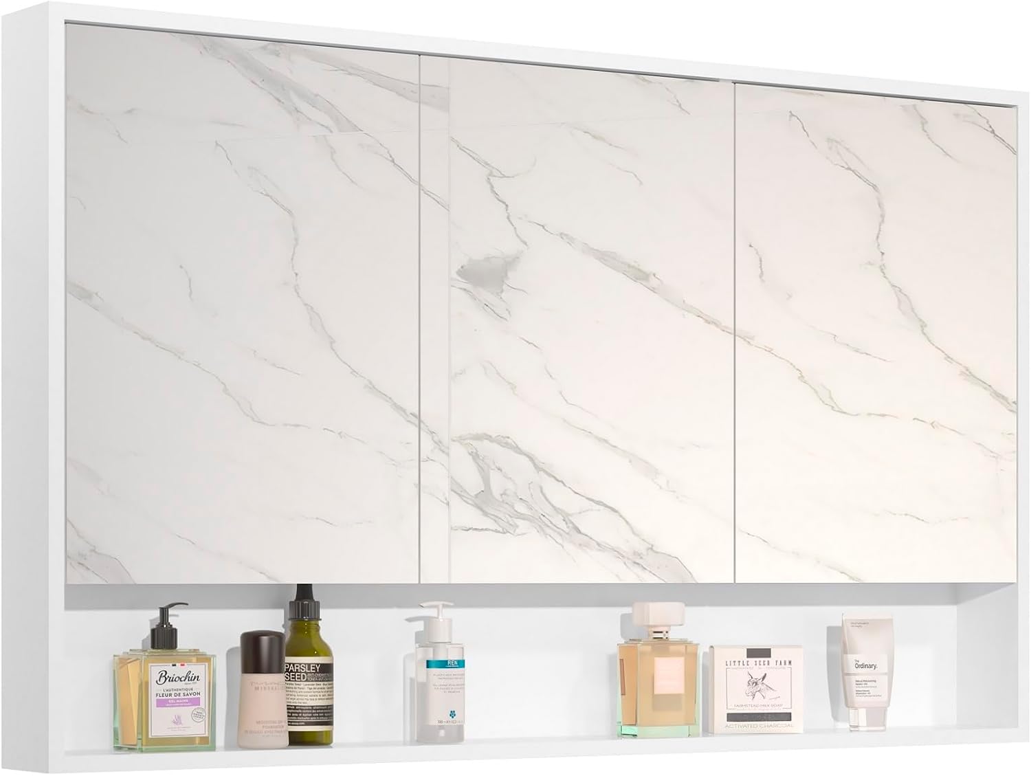 Armário Banheiro 90 cm 3 Portas com Espelho Hefesto Branco 2