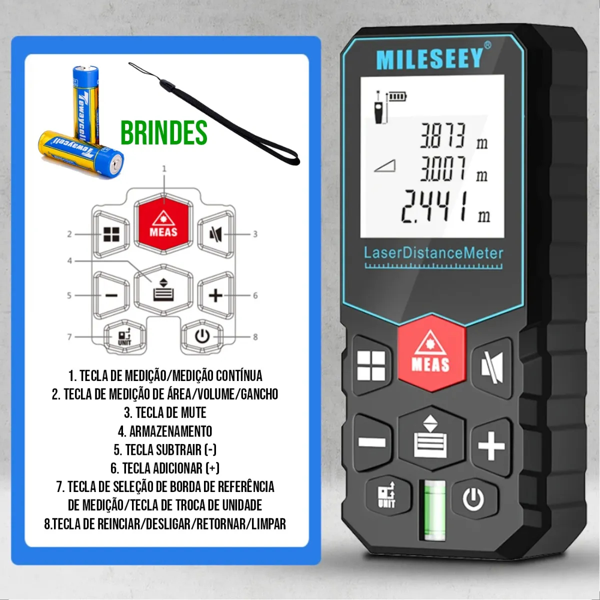 Trena Laser Digital 40 m Mileseey 4