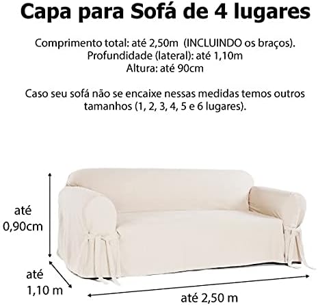 Capa para Sofá de 4 Lugares em Gorgurão 4
