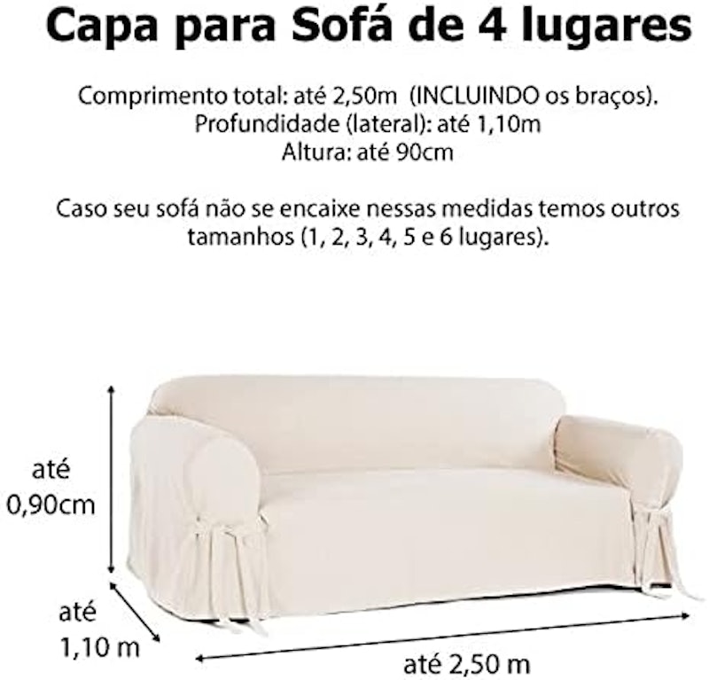 Capa para Sofá de 4 Lugares em Gorgurão 4