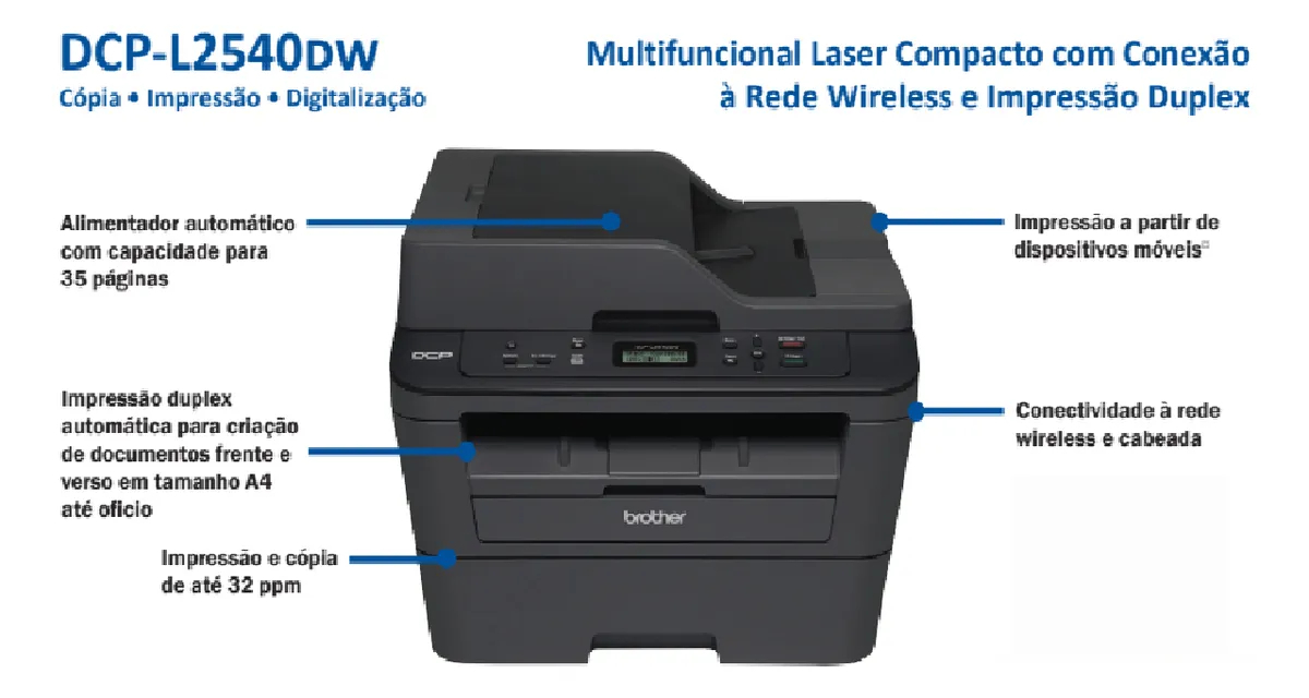 Multifuncional Laser Monocromática DCP-L2540DW 3