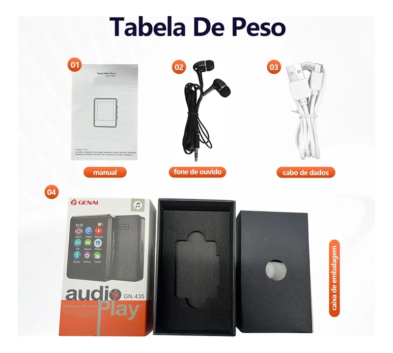 Mp3 Mp4 Player Slim Multimídia Bluetooth 5