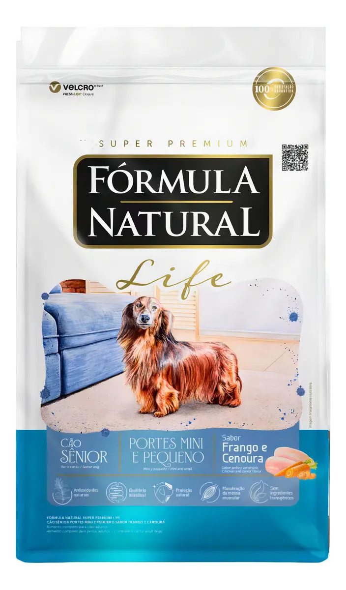 Fórmula Natural Super Premium Life Cão Sênior Portes Mini e Pequeno Sabor Frango e Cenoura 1