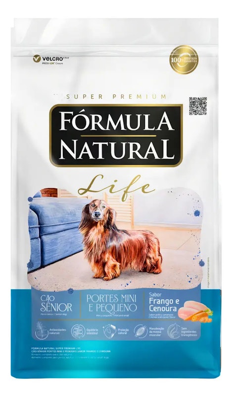 Fórmula Natural Super Premium Life Cão Sênior Portes Mini e Pequeno Sabor Frango e Cenoura 1